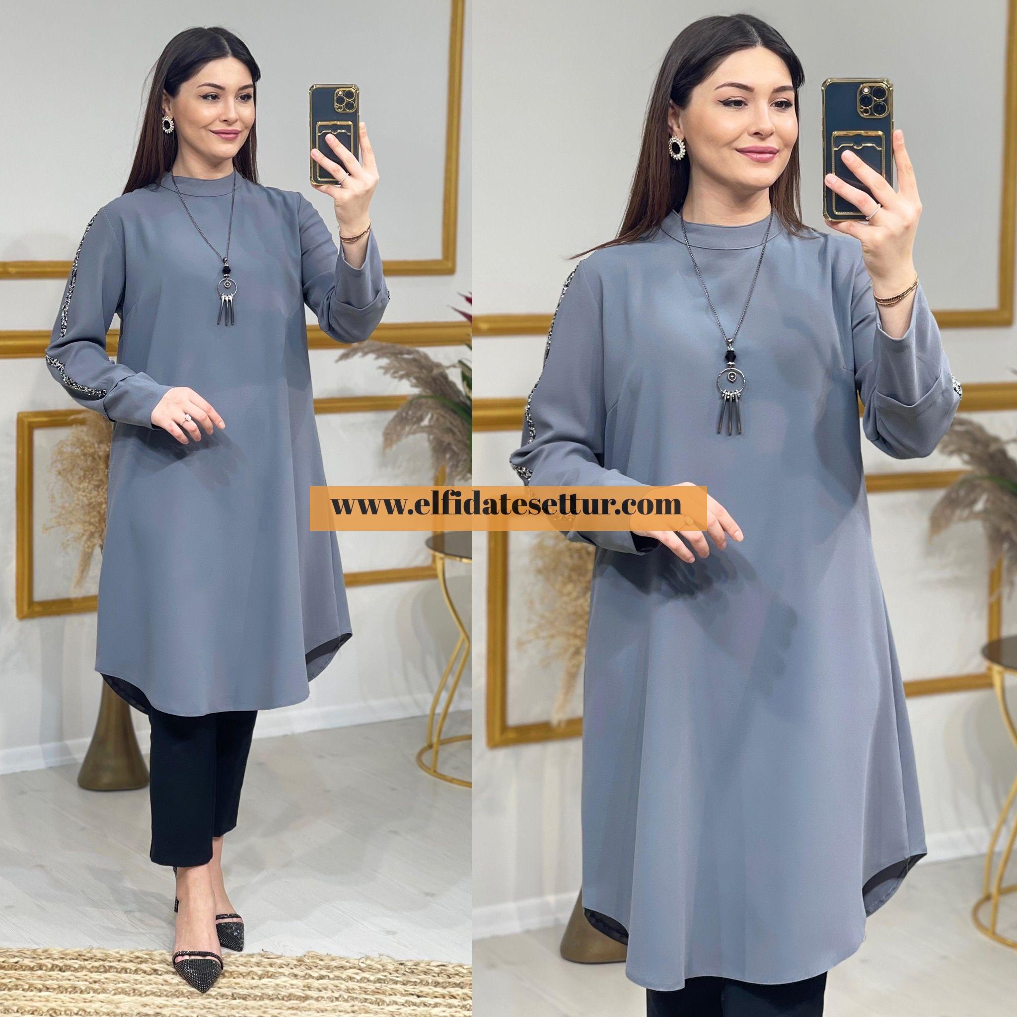 Büyük beden kreplin gonca tunik - Görsel 4