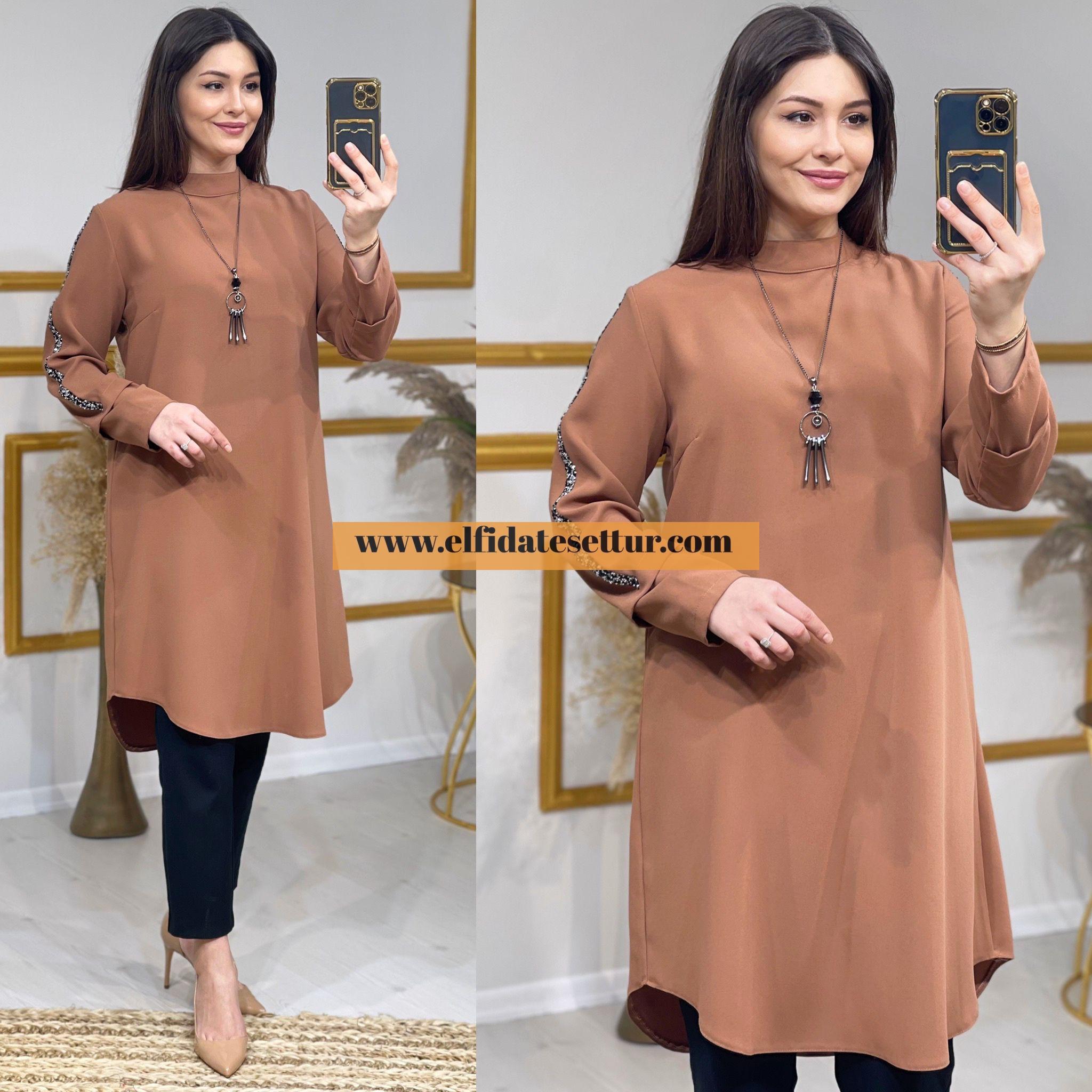 Büyük beden kreplin gonca tunik - Görsel 6