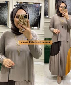 Üç renkli etekli takım