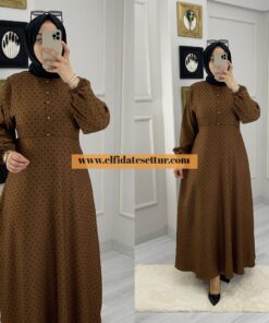 Ponpon kumaş elbise