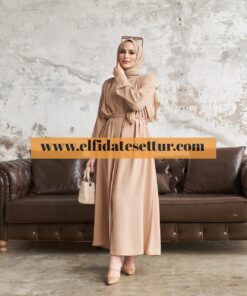 Kuşaklı krep elbise