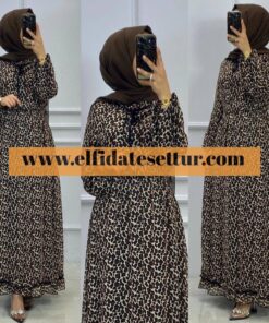 Leopar şifon elbise