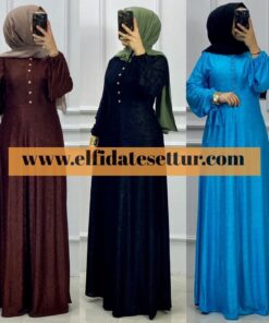 Jakarlı floş elbise