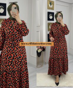 Viskon çiçekli elbise