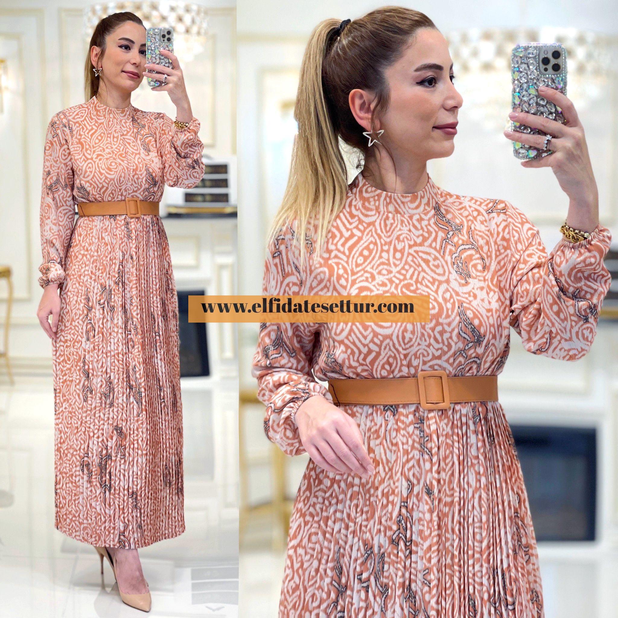 Keten derin elbise - Görsel 2