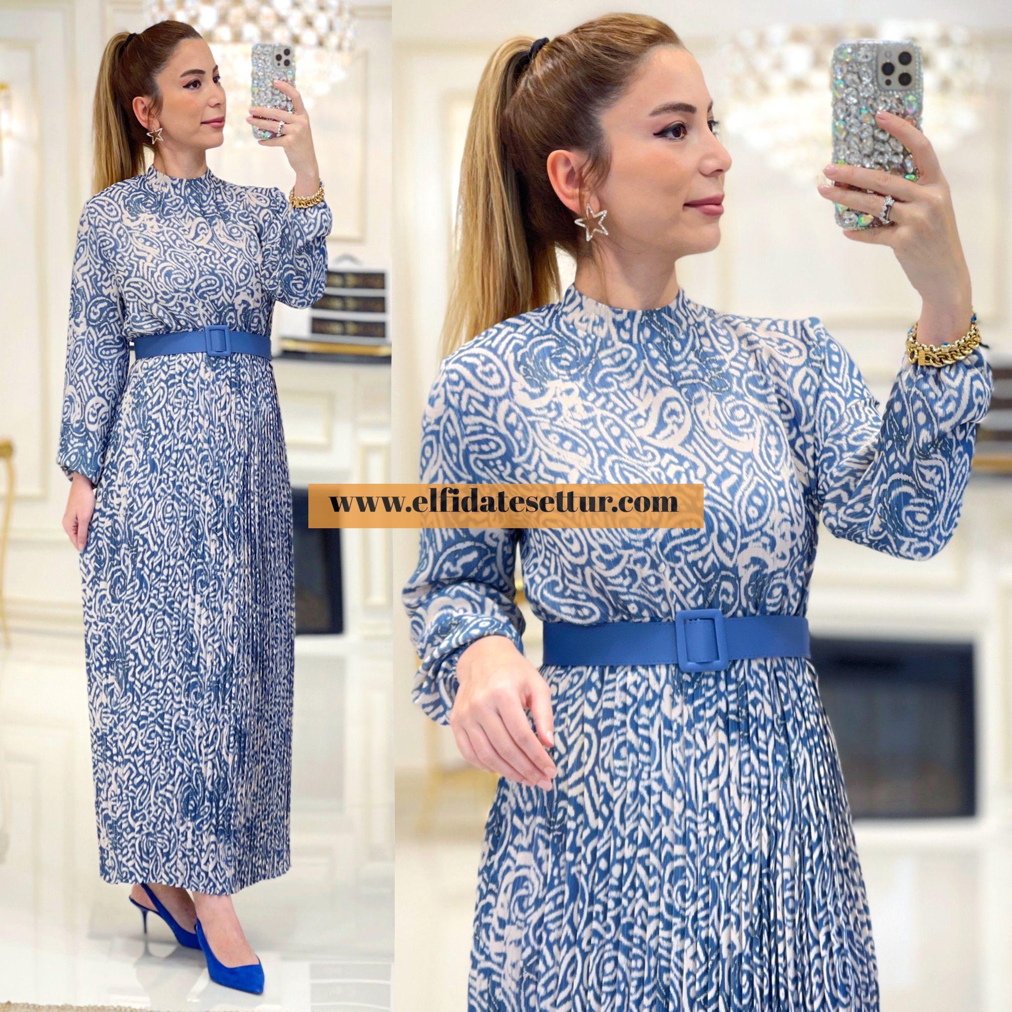 Keten derin elbise - Görsel 3