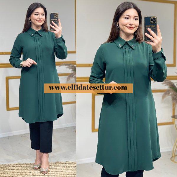 İthal krep tunik - Görsel 4