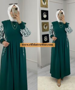 Ayrobin kolları zebra desen elbise