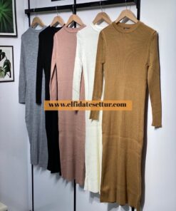 Fitilli triko elbise