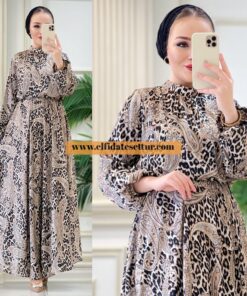 Saten gülfem elbise