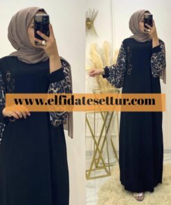 Balon kol kolları leopar elbise