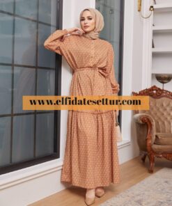 Poplin fırfırlı elbise