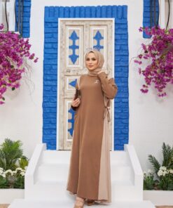 Ayrobin kumaş çift renkli elbise