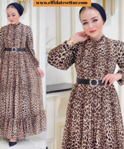 Şifon leopar elbise