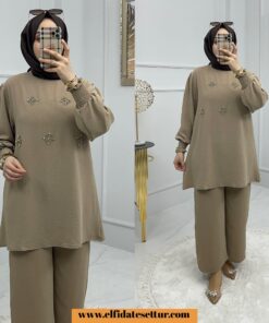 Ayrobin kumaş pantolonlu takım