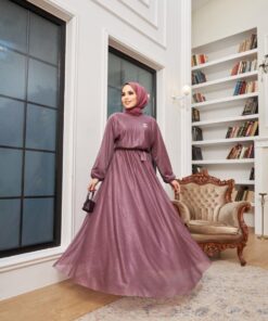 Kuşaklı simli elbise