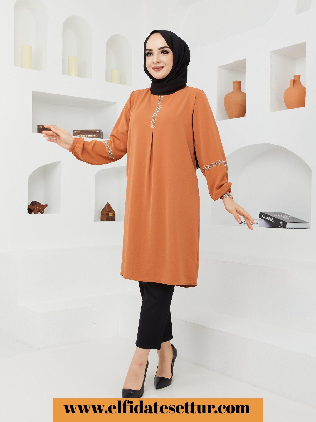 Büyük beden pileli ayrobin tunik - Görsel 4