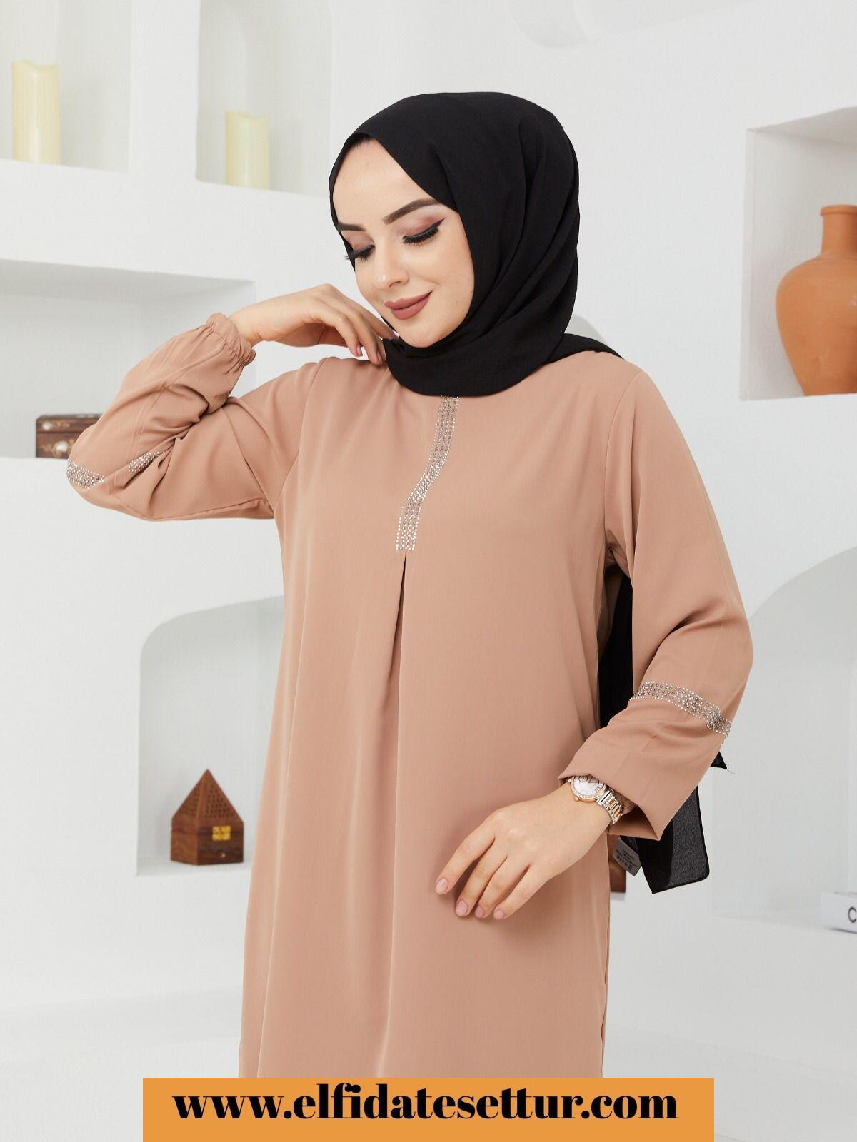 Büyük beden pileli ayrobin tunik - Görsel 8