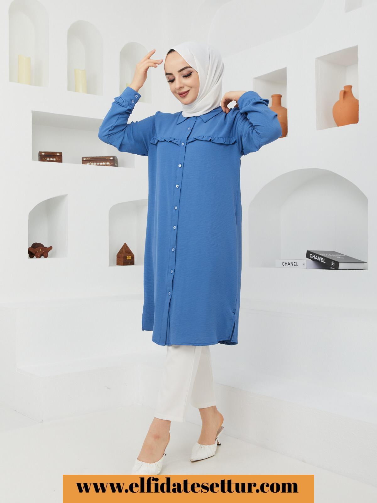 Büyük beden düğmeli salaş tunik - Görsel 2