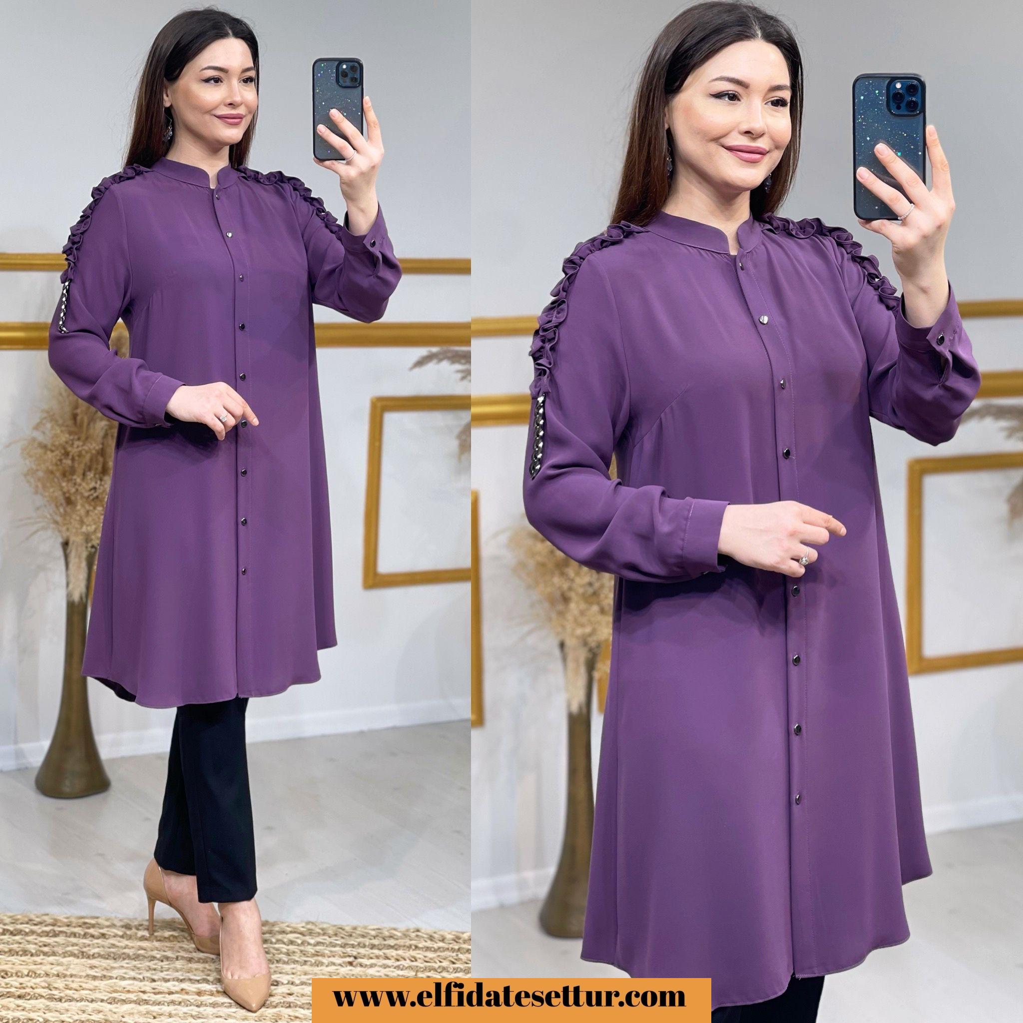 Büyük beden pırlanta kumaş tunik - Görsel 6