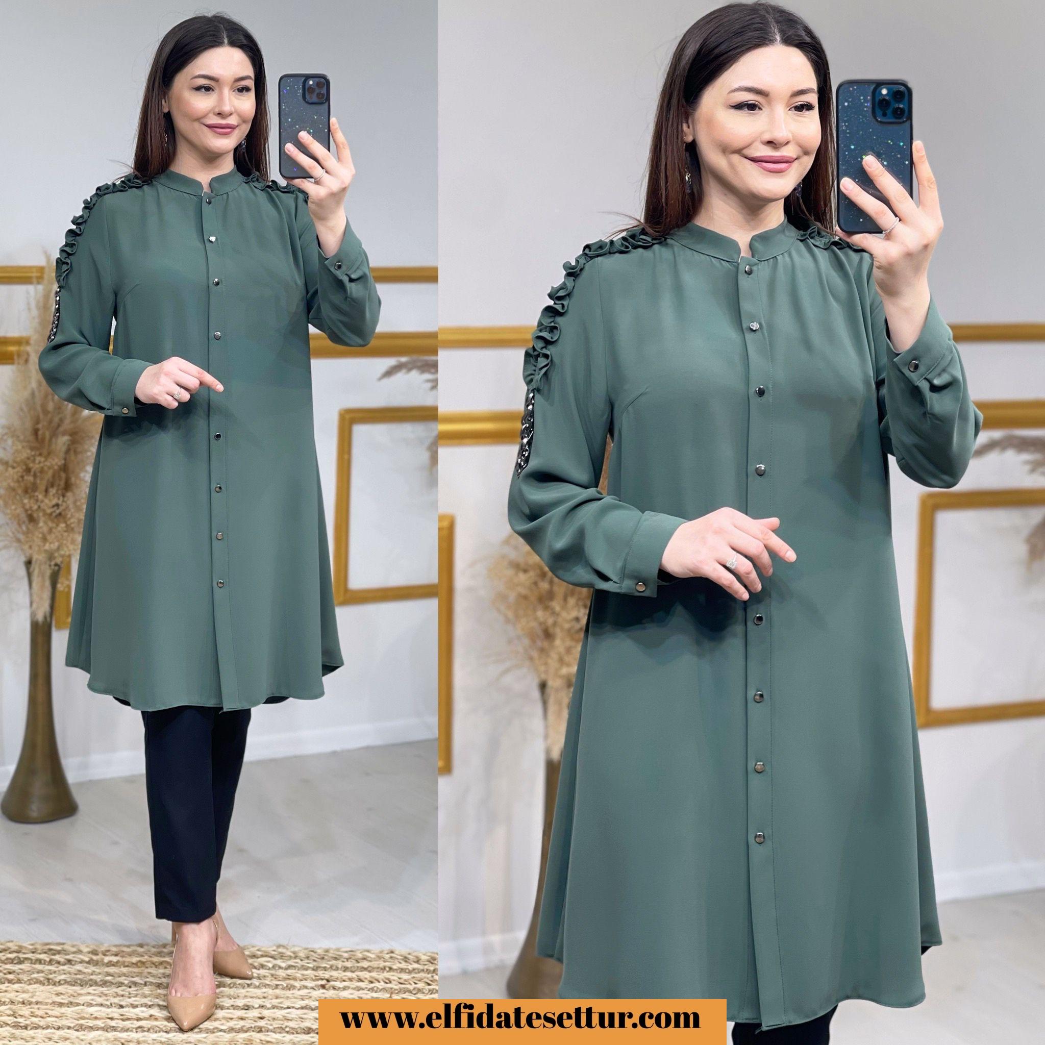 Büyük beden pırlanta kumaş tunik - Görsel 3