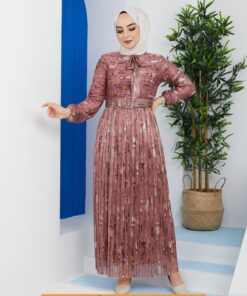 Kemerli şifon elbise