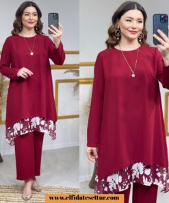 Şifon kumaş pantolonlu takım