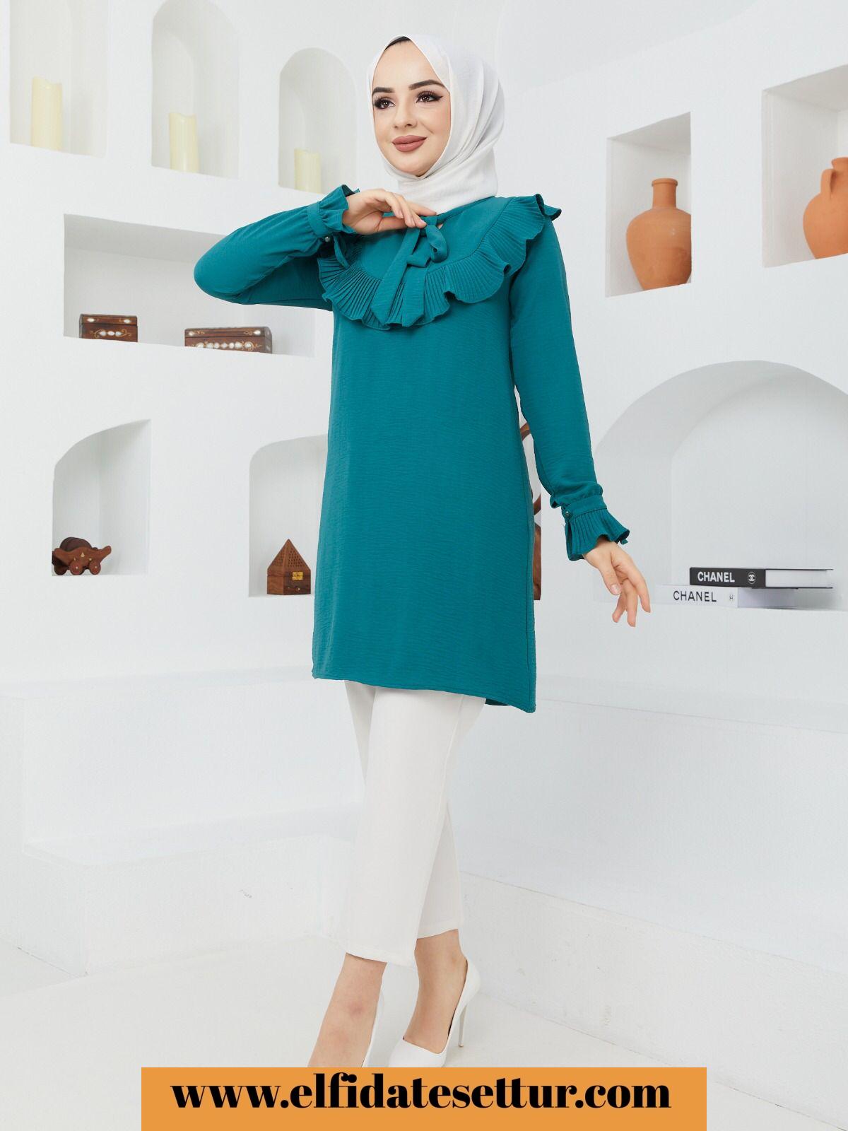 Fırfırlı krep tunik - Görsel 6