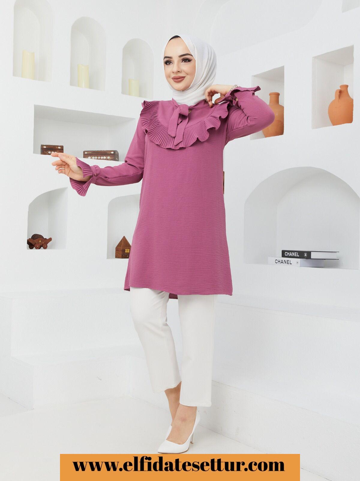 Fırfırlı krep tunik - Görsel 5