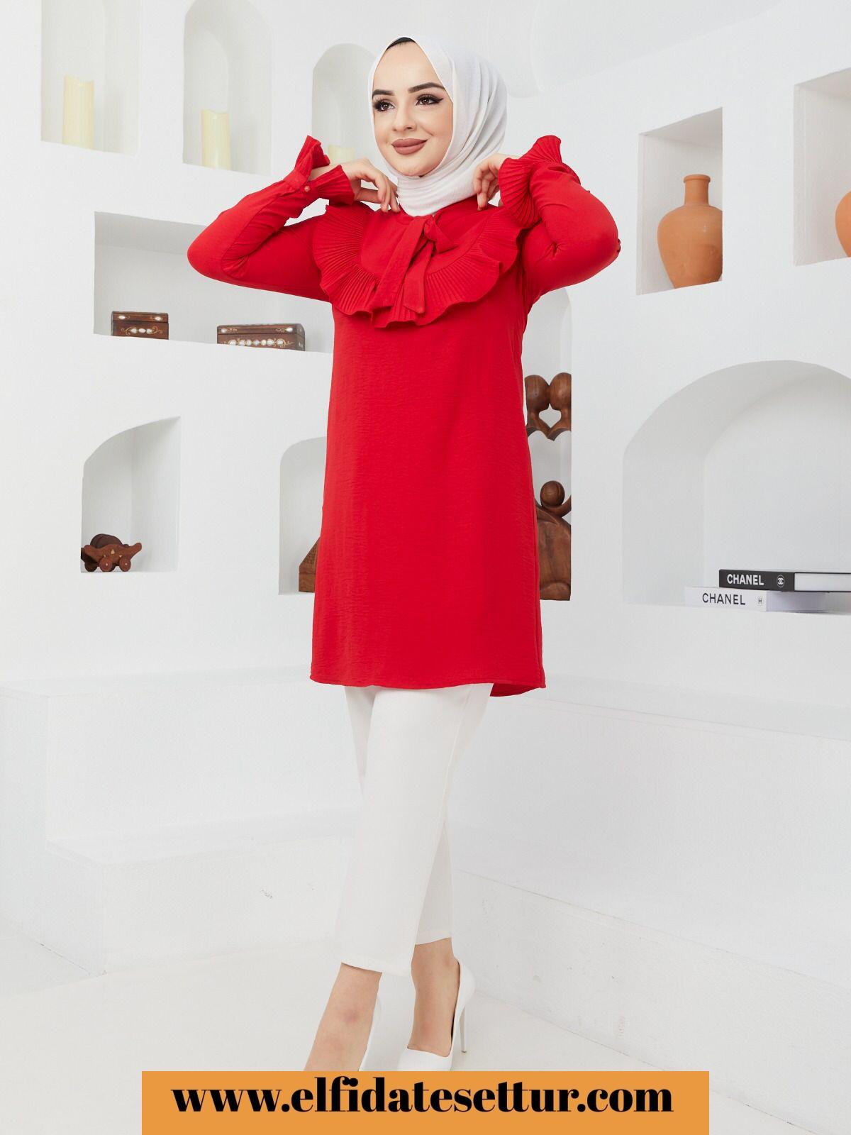 Fırfırlı krep tunik - Görsel 4