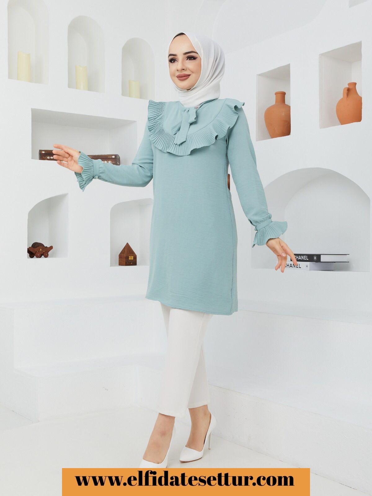 Fırfırlı krep tunik - Görsel 2