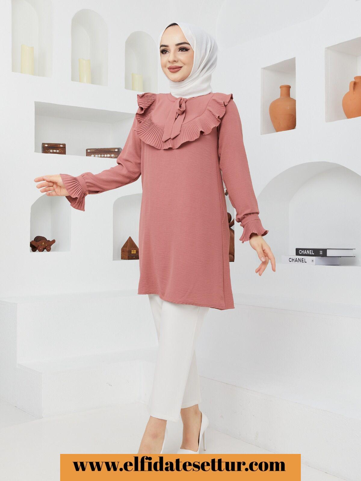 Fırfırlı krep tunik