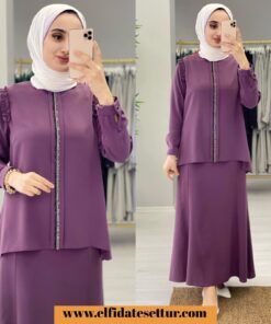 Krep kumaş utku etekli takım