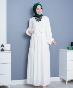 Dantel kumaş pamuklu ravza elbise