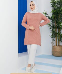 Çizgili Uzun Kollu Penye Tunik