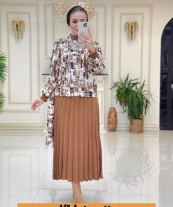 Saten bluzlu krep etekli takım