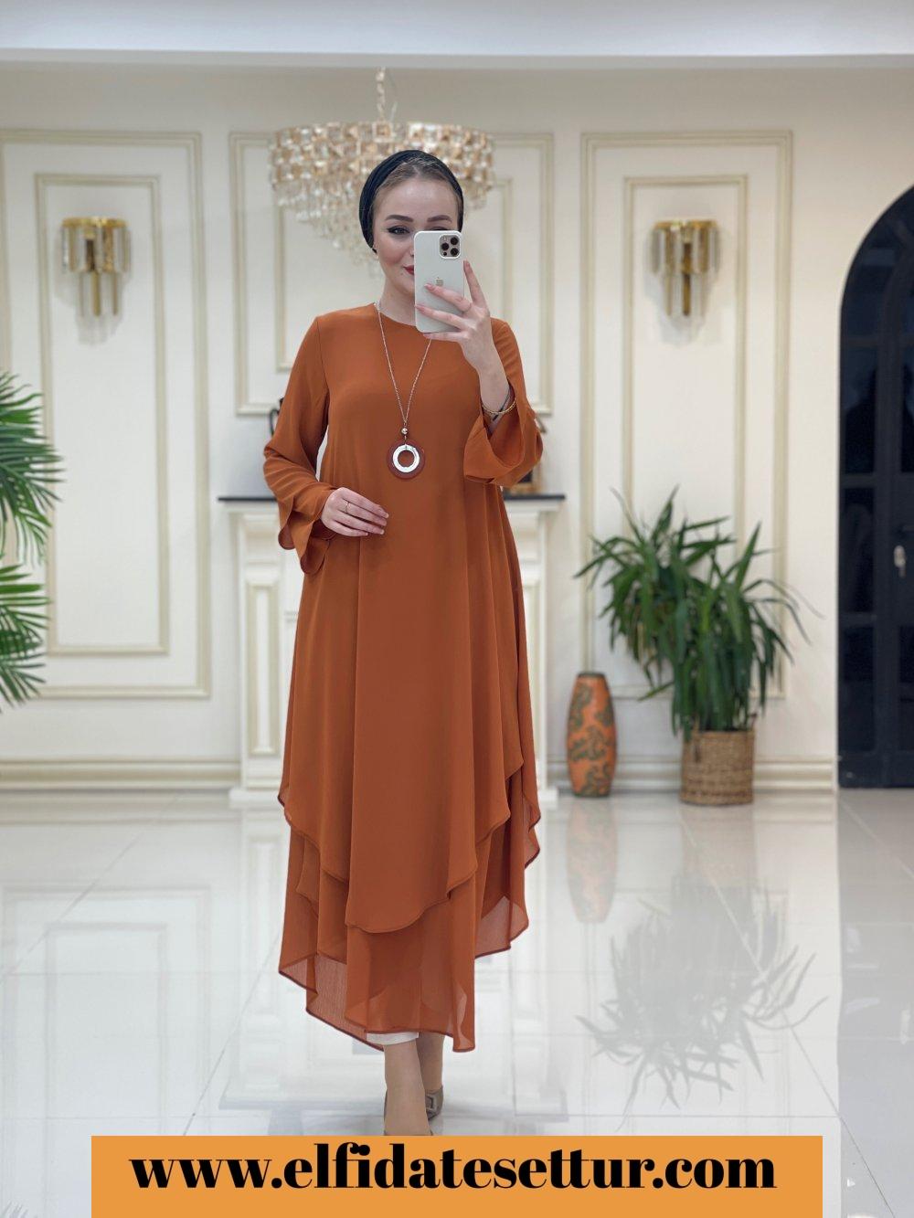 Şifon tunik elbise - Görsel 5