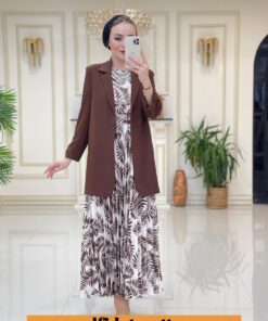 Krep ceketli pilise elbiseli takım