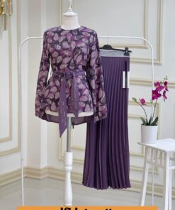 Krep kumaş piliseli etekli takım