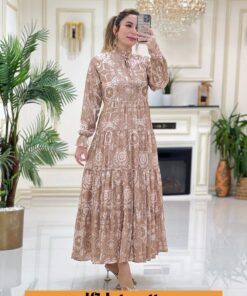 Saten desenli elbise