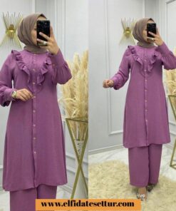 Ayrobin kumaş pantolonlu takım