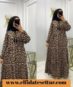 Viskon leopar elbise