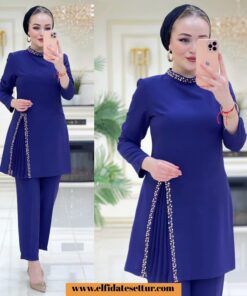 İthal krep pantolonlu helena takım