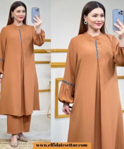 Krep kumaş pantolonlu şura takım