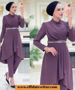 İthal krep sevde pantolonlu takım