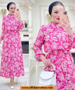 Gofre krep kumaş nazlı elbise