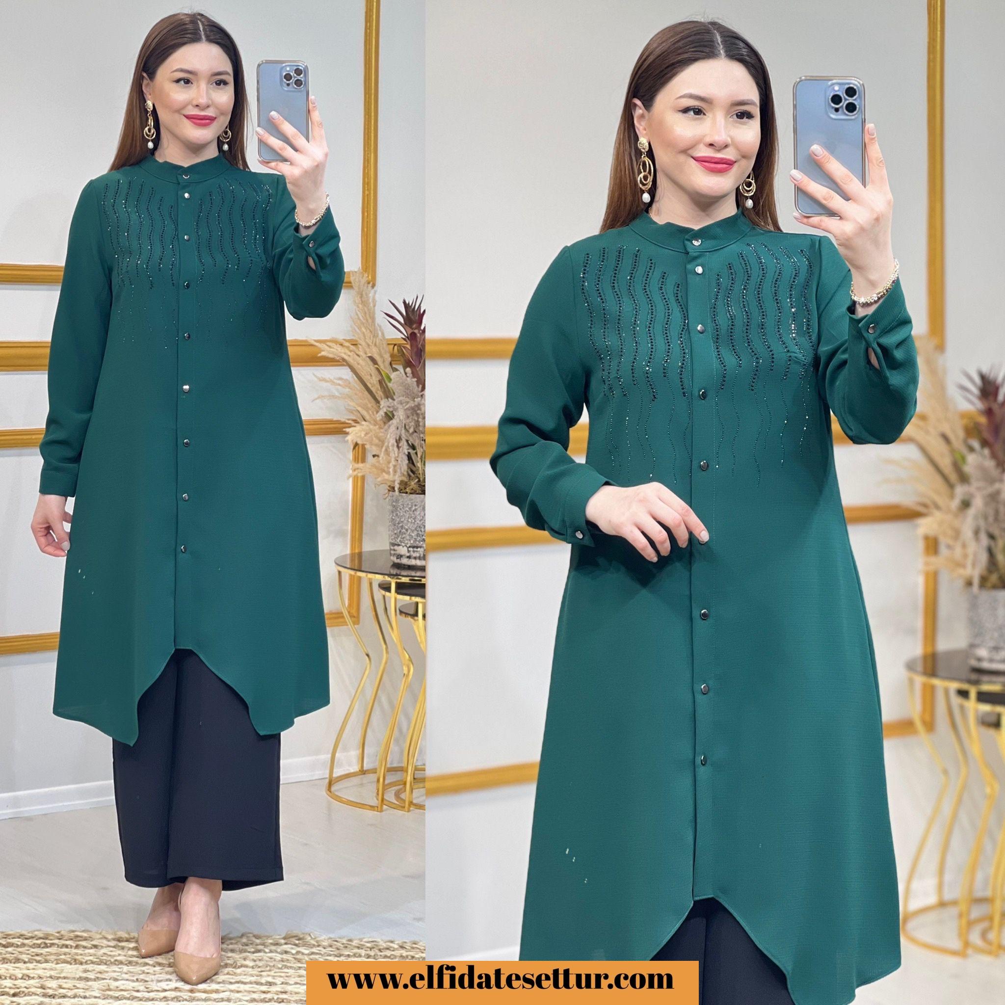 Etamin petek kumaş fıstık tunik - Görsel 3