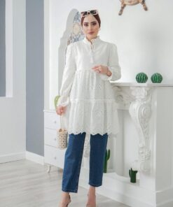 Brode dantelli karanfil tunik