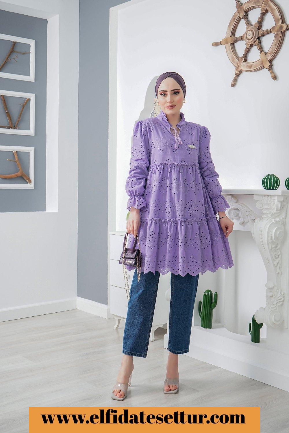 Brode dantelli karanfil tunik - Görsel 4