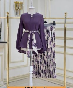 Krep desenli eliza etekli takım